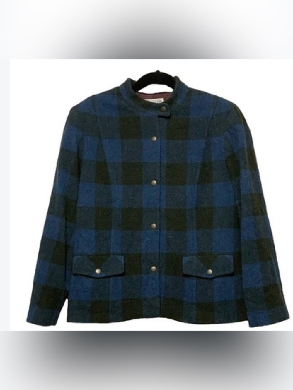 Pendleton Blue Black Checkered Wool Blazer Coat M